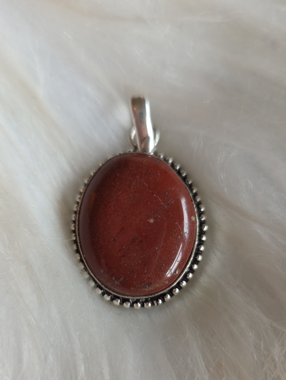 Red Jasper Silver Plated Gemstone Necklace Pendant